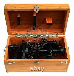 15 Antique Brass Theodolite With Wood Box Transit Alidade Surveying Instruments