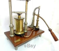 16´´ Antique 1900 Paris France Ducretet Hydraulic Press & Pump Model Demo Rare