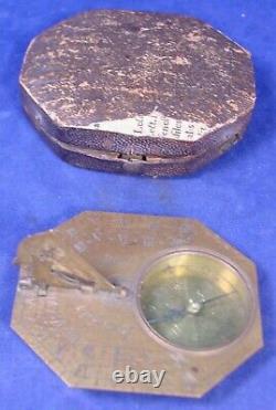 17th 18th Century Butterfield Sundial + Leather Cover Case