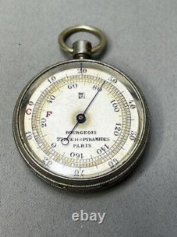 1870's French Explorer Pocket Bimetallic Thermometer Tool Julech Richard in Case