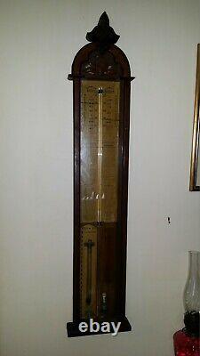 1870's Original Antique Admiral Fitzroy Storm Stick Barometer Oak Cased