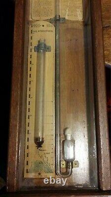 1870's Original Antique Admiral Fitzroy Storm Stick Barometer Oak Cased