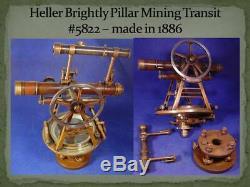 1886 Heller Brightly Pillar Type Double Scope Mining Transit Susquehanna Coal Co