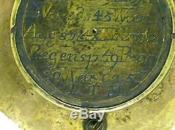 18th C. Continental Octagonal Brass Sundial/astrolabe 2 1/8 Nice & Rare-b/o