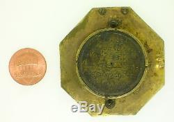 18th C. Continental Octagonal Brass Sundial/astrolabe 2 1/8 Nice & Rare-b/o