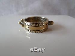 18th Century Antique Brass Sundial Pocket Travelling Ring Thom 1721