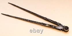18th Century Wrought Iron Pair Of Dividers With Brass Head 22,6cm