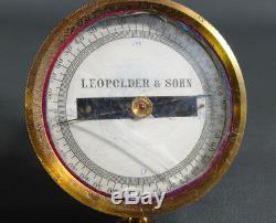 1900 Austrian Leopolder&Sohn Vienna Brass&Glass Needle Galvanometer Compass&Case
