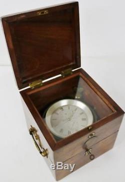 19THC Antique 2 Day Ships Marine Clock Chronometer By Gebbie & Co Greenock C1850