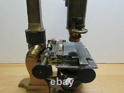 19th Century Brass Microscope by Salmon, London in Mahogany Case