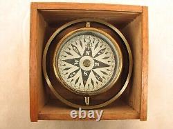 19th Century Mariners gimbal mounted small boat oak cased compass