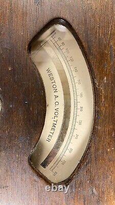 2 Antique 1898 Weston Wood Case Electrical Instrument Voltmeter Ammeter Steampun