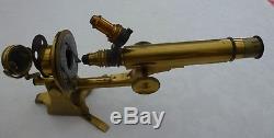 ANTIQUE ALL-BRASS COMPOUND MICROSCOPE WITH CABINET c1870