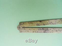 ANTIQUE FRENCH SOLID BRASS SECTOR & DIVIDER PROPORTIONAL RULER COMPASS 18th