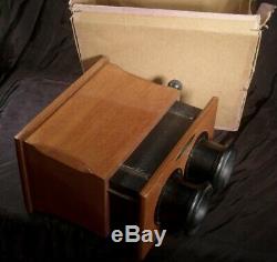 ANTIQUE MAHOGANY STEREO VIEWER STEREOSCOPE EXCELLENT+, BOXED for transparencies