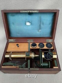 ANTIQUE OBERHAEUSER TRAVELLING DRUM MICROSCOPE c1860