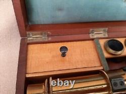 ANTIQUE OBERHAEUSER TRAVELLING DRUM MICROSCOPE c1860