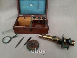 ANTIQUE OBERHAEUSER TRAVELLING DRUM MICROSCOPE c1860