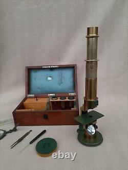 ANTIQUE OBERHAEUSER TRAVELLING DRUM MICROSCOPE c1860