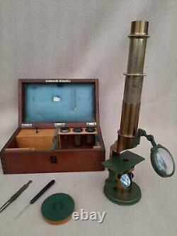 ANTIQUE OBERHAEUSER TRAVELLING DRUM MICROSCOPE c1860