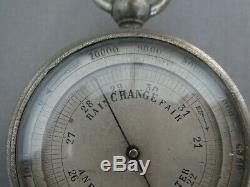 ANTIQUE POCKET TWO-SIDED BAROMETER / ALTIMETER and COMPASS