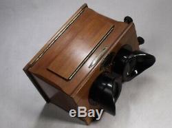 ANTIQUE STEREO VIEWER STEREOSCOPE UNIS FRANCE mahogany for slides & cards