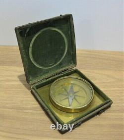 A Cased Brass Travelling Compass, France, Circa 1750 surveying shagreen case