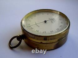 A Cased'stanley' Gilt-brass Pocket Barometer Triple Compendium Set In V. G. Cond