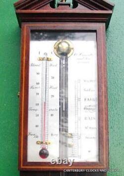 A Comitti & Son London Georgian Style Feather Fan Mahogany Stick Barometer