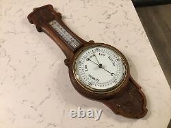 A Fine Quality Antique Edwardian Aneroid Oak Cased Barometer, Circa-1910