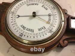 A Fine Quality Antique Edwardian Aneroid Oak Cased Barometer, Circa-1910
