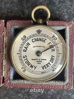 A Fine c19th Negretti and Zambra Pocket Barometer, GWO, Original Case