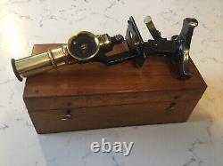 A Quality Antique Brass Microscope In Mahogany Case, Circa 1900