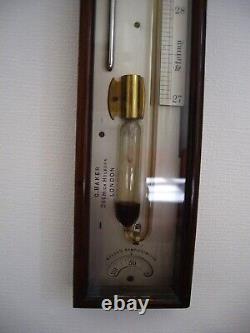 A Superb Sympiesometer / Barometer By C. Baker Of London In A Rosewood Case