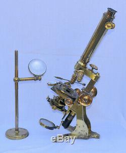 A very large binocular microscope in case Charles Collins