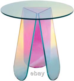 Acrylic Rainbow Color Coffee Table, ? Glass End Table Round Side Table
