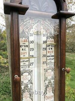 Admiral fitzroy barometer Victorian Ornate Oak Cased Antique Late 1800s
