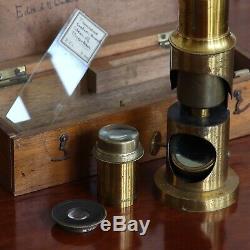 An Antique 19th Century Students Travel Microscope, In Original Mahogany Box