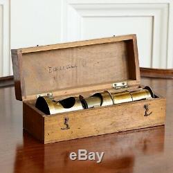 An Antique 19th Century Students Travel Microscope, In Original Mahogany Box