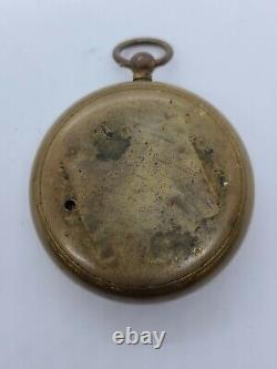 Antique 1800's Brass Victorian English Maritime Pocket Barometer withCase, England