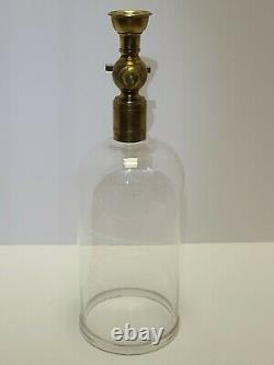 Antique 1800's Victorian Cloche Dome Vacuum Apothecary Bell Jar with Brass Valve