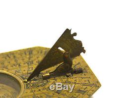 Antique 18th Century French Nicolas Bion Brass Pocket Compass Sundial
