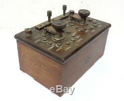 Antique 1900 British Rheostat Wooden Case Rare Electric Device Steampunk Look