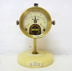 Antique 1900 S´ Loewenstein German Berlin Brass Ammeter Galvanometer Adjustable