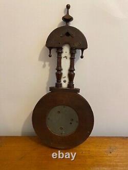 Antique 19th C Finley Carved Oak Aneroid Skeleton Barometer