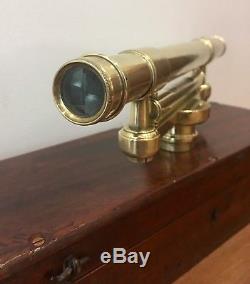 Antique 19th Century Dollond London Brass Surveyors's Level Scope Original Box