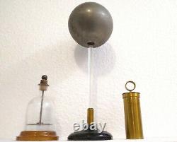 Antique 19th Rare Set 3 Lab Electrostatic Experimental Sphere Cylinder & More