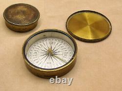 Antique 19th century brass cased explorers pocket compass with lid