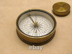 Antique 19th century brass cased explorers pocket compass with lid