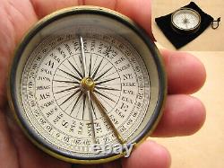 Antique 19th century brass cased explorers pocket compass with lid